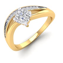 SwaraEcom 14K Yellow Gold Plated Round AAA+ Cubic Zirconia Solitaire with Accent - £41.62 GBP