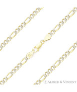 2.8mm Figaro Pave Link .925 Sterling Silver 14k Yellow Gold-Plated Chain... - $463.57 MXN+