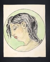 Vtg Art Drawing Water Color "Coptic Maiden" Beautiful Artwork Rare - $100.00