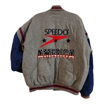 Vtg 90s Speedo Varsity Bomber Letterman Wool Jacket Stars Stripes USA America M - £34.42 GBP