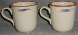 Set (2) Noritake Stoneware RAINDANCE PATTERN Handled Mugs - £15.81 GBP