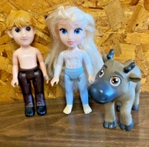 Disney FROZEN  6&quot; Petite Dolls 3 Pieces Sven Elsa Kristoff Loose EUC - $11.87