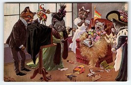 Dressed Cats Postcard Kittens Birthday Photographer Horn Fantasy Auth Thiele - £48.06 GBP