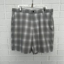 CHAPS Golf Shorts Lightweight Performance Mens 38 Gray White Plaid  - £14.05 GBP