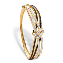 PalmBeach Jewelry Gold-Plated Black &amp; White Crystal Bangle Bracelet - £46.73 GBP