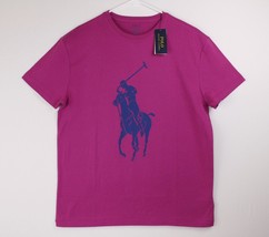 Polo Ralph Lauren Big Logo T-Shirt Pink Men&#39;s Medium Classic-Fit Short Sleeve - £23.25 GBP