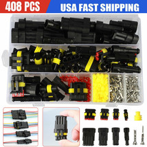 408Pcs 1/2/3/4Pin Way Waterproof Car Auto Electrical Wire Connector Plug Set Kit - £31.96 GBP