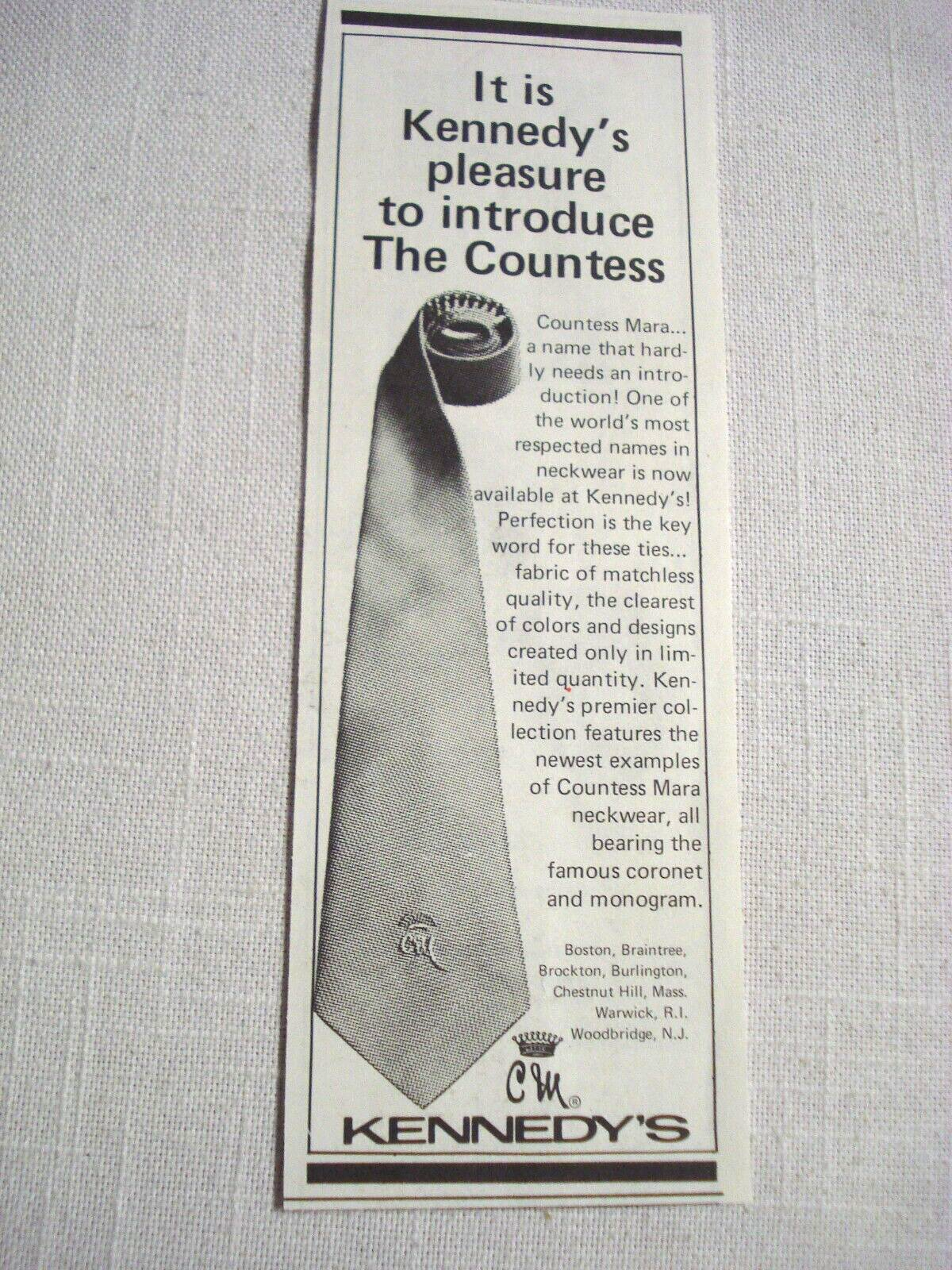 1976 Ad C M Kennedy&#39;s Men&#39;s Stores, Mass., R.I., N.J. Countess Mara Ties - $7.99