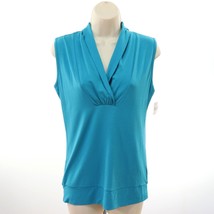 Carole Little Womens Shawl V-Neck Tank Top Sleeveless Tunic M Medium Blue NEW - £21.23 GBP