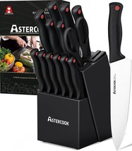 The Astercook 14-Piece High Carbon Stainless Steel Block, In Sharpener Block. - £71.54 GBP