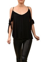 Free People Womens Top Off The Shoulder Knot Elegant Soft Black Size Xs - £23.37 GBP