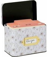 Day &amp; Night Blush Tin Recipe Card Holder Box w/ Cards Dividers 6.6 L x 4... - $24.75