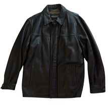 Wilsons Black Leather Bomber Jacket Mens Size L Zip Out Lining Thinsulate - £57.75 GBP