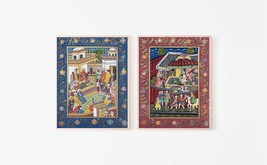 Mughal Court, Set of 2 Miniature Handmade Royal Mughal Court Art Indian ... - £192.52 GBP