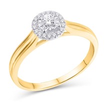 Diamond Round Cluster Promise Engagement Ring For Her 10k Yellow Gold - $315.81