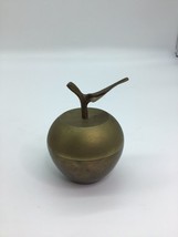 Vintage Brass Apple Treasure Trinket Box Paperweight Made In India - £11.95 GBP