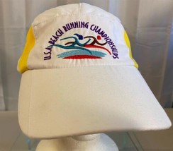 White &amp; Yellow Adult Adjustable USA Beach Running Championships Hat Pre-Owned - £10.24 GBP