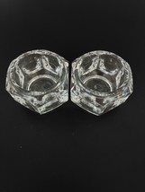 Vintage Elements Czech Crystal Candle Holders Pair 3.5&quot; Faceted Glass Vo... - $523.09 MXN