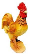 Rooster Figurines wood look Resin Figurine Farm Animals Roosters Chickens 7&quot;  - £19.57 GBP