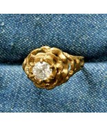 Elegant Vintage Gold-tone Prong-set Crystal Cubic Zirconia Ring size 7 - £15.68 GBP