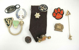 Vintage Buttons Pins Miscellaneous Lot 9 NRA Girl Scout Bowling Motorcycle Hi-Y - £6.68 GBP