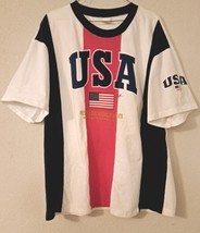 VTG 90s USA Red White Blue Stripe Shirt Washington DC Preserve Our Monum... - £7.32 GBP