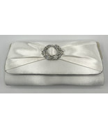 Dyeable Satin Clutch Purse White with Rhinestone Detail Noelle B724 8.75... - $42.57