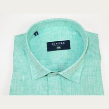 Men's Ciazzo Turkey 100% Linen Breathable Shirt Short Sleeves #Linen 63 Green image 6