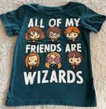 Harry Potter Boys Green All Of My Friends Are Wizards Short Sleeve Shirt 3T - £5.87 GBP