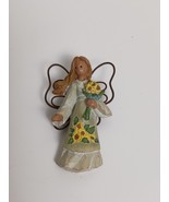 Resin Angel Pinback with Wire Wings Holding Flower Bouquet Brooch or Lap... - $168.38 MXN