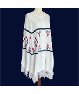 Vtg Terry Turner Button Fringe Pockets Navajo Hippie Sweater Poncho One ... - £9.84 GBP