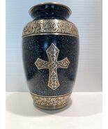 Midnight Sparkle Etched Brass Adult Cremation Urn Cross  - $69.99
