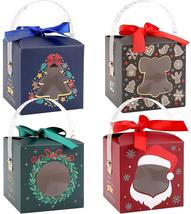 24pcs Christmas Candy Boxes Xmas Cake Cookie Boxes With Clear Window And Handle - £24.01 GBP