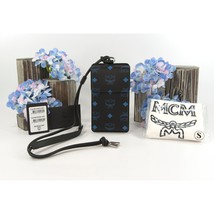 MCM Black Vallarta Blue Splash Logo Monogram Phone Crossbody Bag NWT - £297.31 GBP