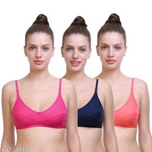 Bra Pack Of 3 Bra Sets Womens Bra Non Padded Non Wired Full Cup Bra Girl... - £19.84 GBP