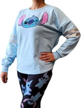 Youth Girl&#39;S Light Blue Long Sleeve Disney Stitch Aloha Sweatshirt. - £29.51 GBP