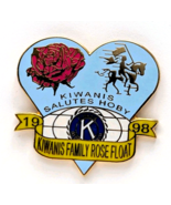 1998 Kiwanis Salutes HOBY Rose Float Enamel Pin Heart Horse Parade Souvenir - $24.59 CAD