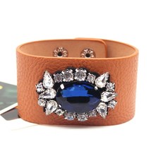 The New Leather Bracelet Rhinestone Bracelet Charm Contracted And Generous Fashi - £9.70 GBP