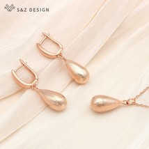 S&amp;Z DESIGN New Arrivals 585 Rose Gold Water Drop Metal Dangle Earrings Pendant N - £23.60 GBP