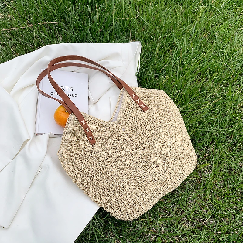  woven women s beach tote bag large capacity bohemian straw female shopper shoulder bag thumb200