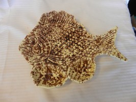 Ceramic Brown and Yellow Angel Fish Platter Divided with Two Sauce Areas - $60.00