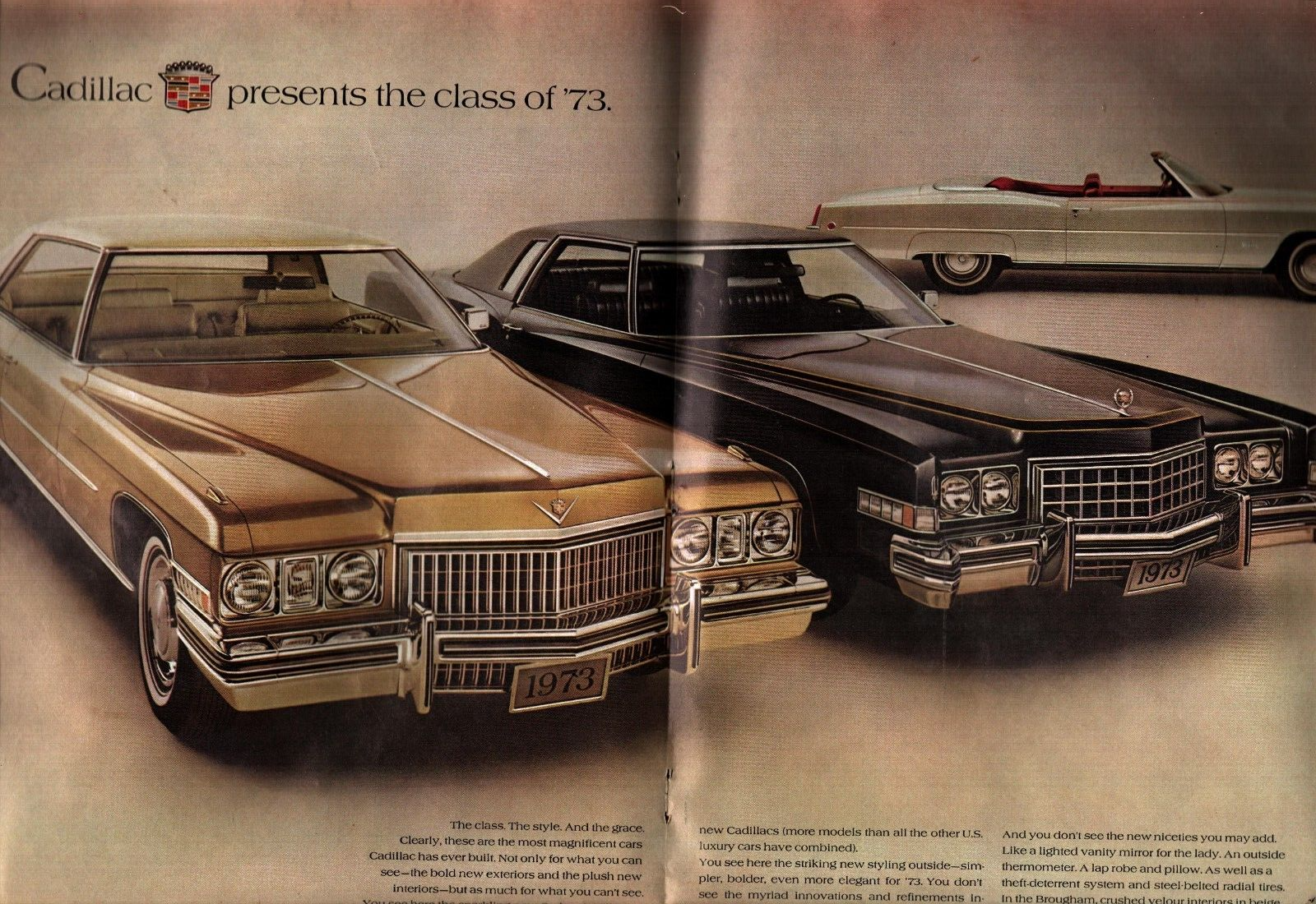 1973 Cadillac Sedan deVille, Eldorado & Convertible 2 page Ad d8 - £20.74 GBP