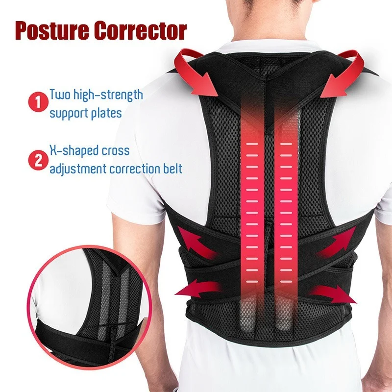 Play Adjustable Adult Corset Back Posture Corrector Therapy Shoulder Lumbar Brac - £23.18 GBP