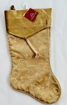 Holiday Time Scroll Christmas Stocking Gold Tassel Braided Edge 17 inch - £17.03 GBP