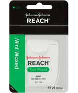 JOHNSON &amp; JOHNSON REACH MINT WAXED DENTAL FLOSS 55 Yards - £2.32 GBP