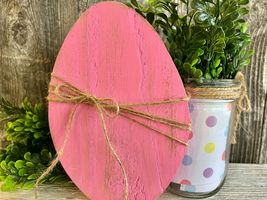 1 Pcs Pink Egg Tiered Tray Rustic Wood 7 Inch #MNHS - $13.98