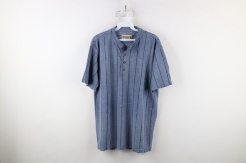 Vintage 90s Streetwear Mens Medium Faded Striped Short Sleeve Henley T-S... - £29.75 GBP