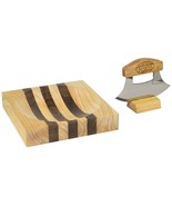  Alaska Ulu Knife Set-Curved Knife  Wood Handle plus Chopping Board with... - £54.17 GBP