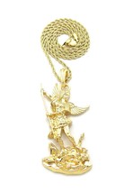 iJewelry2 Gold-tone Saint Michael Archangel Pendant Rope Chain Necklace - £15.97 GBP