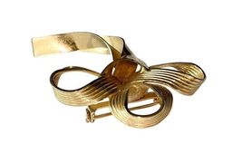Large Vintage Gold Tone Ribbon Bow Unsigned Pin Brooch Estate Free Shipping image 6